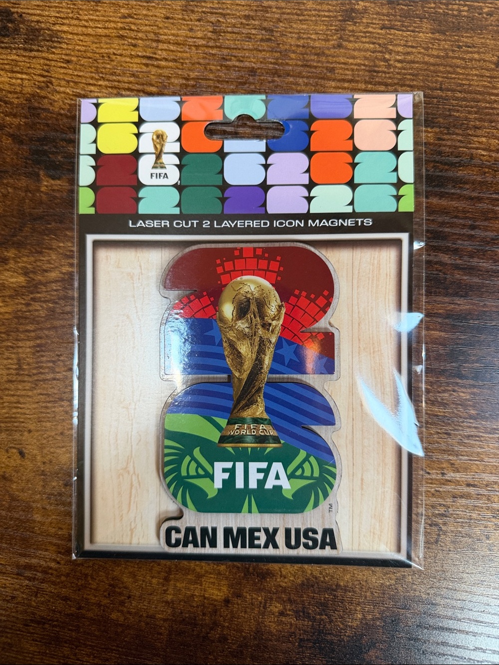 2026 FIFA World Cup Soccer 3-Panel Icon Magnet - Red Blue Green